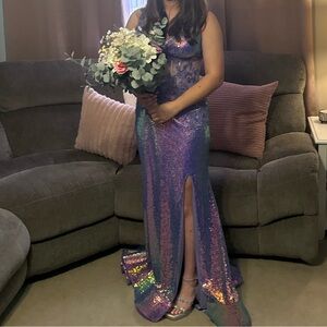 Stunning Purple and Blue Sequin prom dress